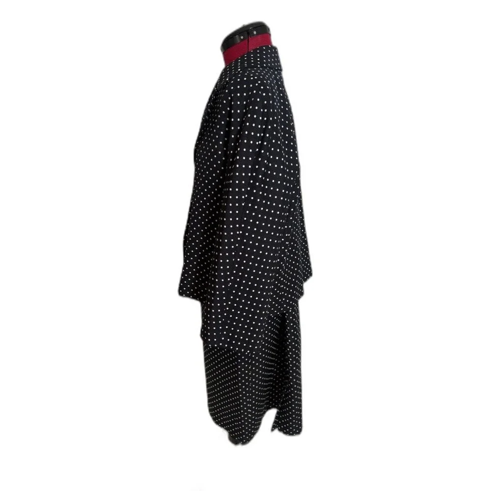 Kasper Skirt Suit Size 14 Navy Blue & White Polka-Dot 2-Piece Set Blazer & Skirt